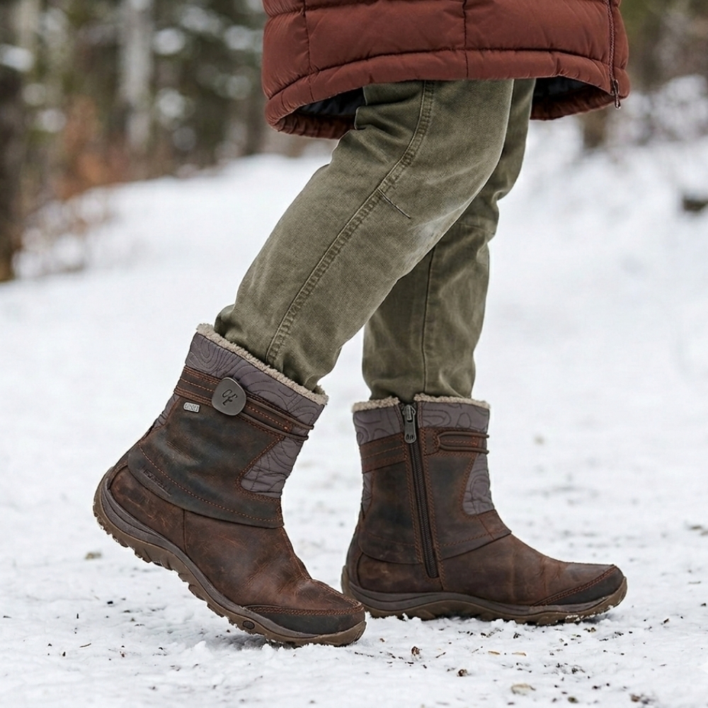 Merrell women’s Brown Leather snow Boots szie 9